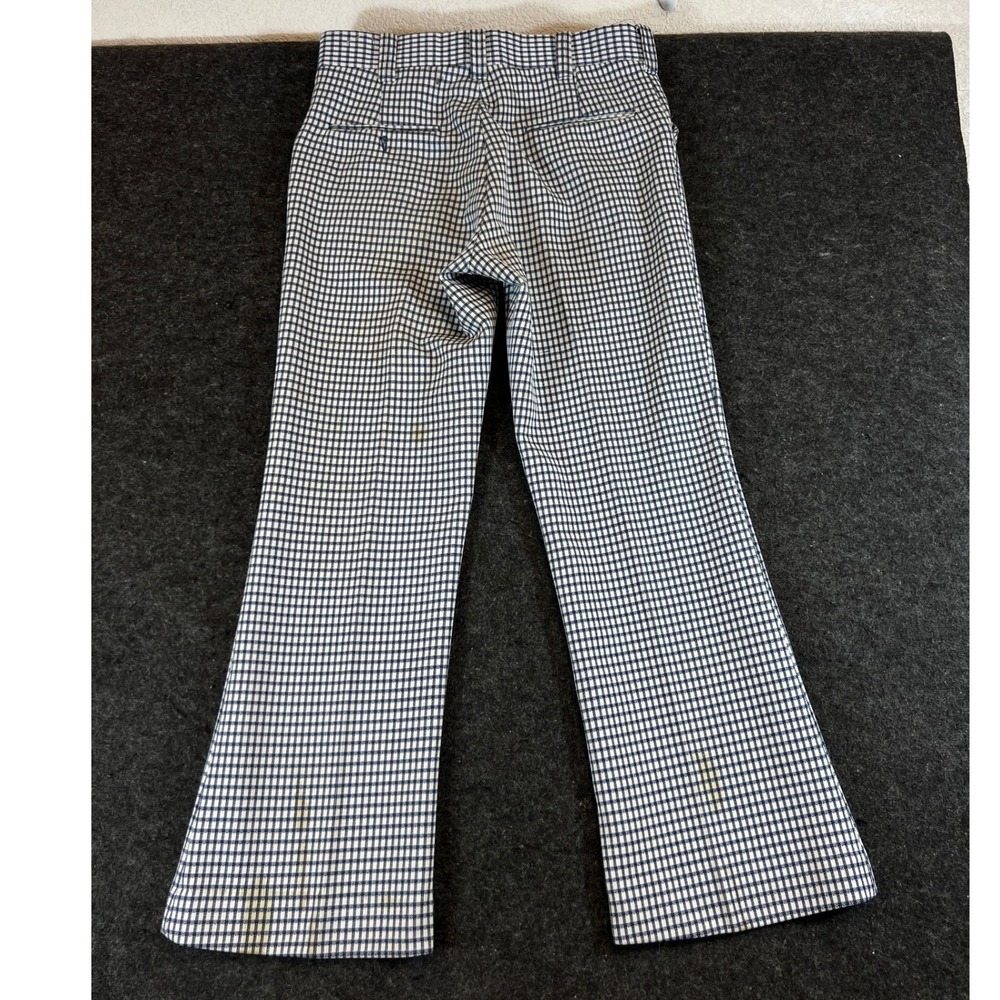 Vintage 90s Glen Oaks Slacks Gingham Check Flare Trousers Womens 32 Blue White
